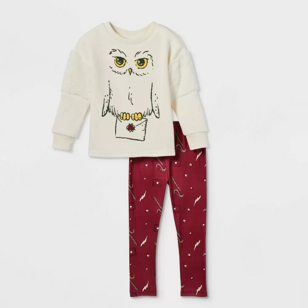 NEW! Toddler Harry Potter Wizard Owl Top and Knit Leggings Set - Cream 12M